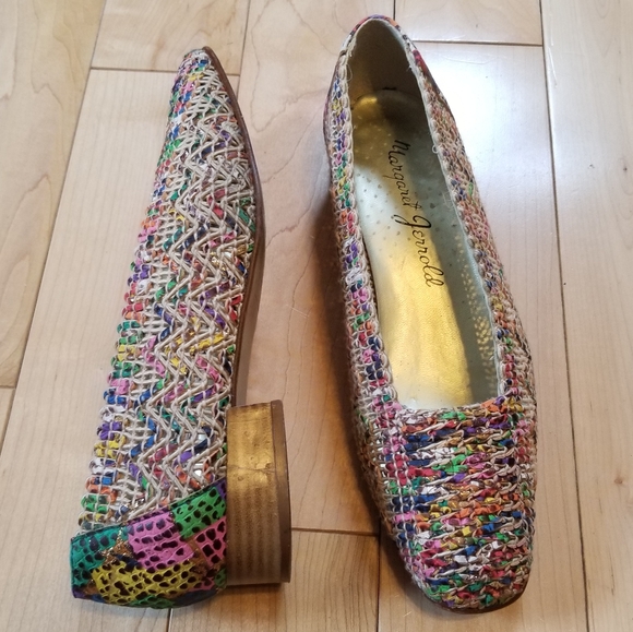 Margaret Jerrold Shoes - Margaret Jerrold vintage colorful woven shoes